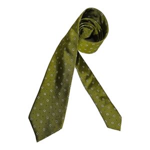 ERMENEGILDO ZEGNA Green Floral Polka Dot Silk LUXURY Tie ITALY